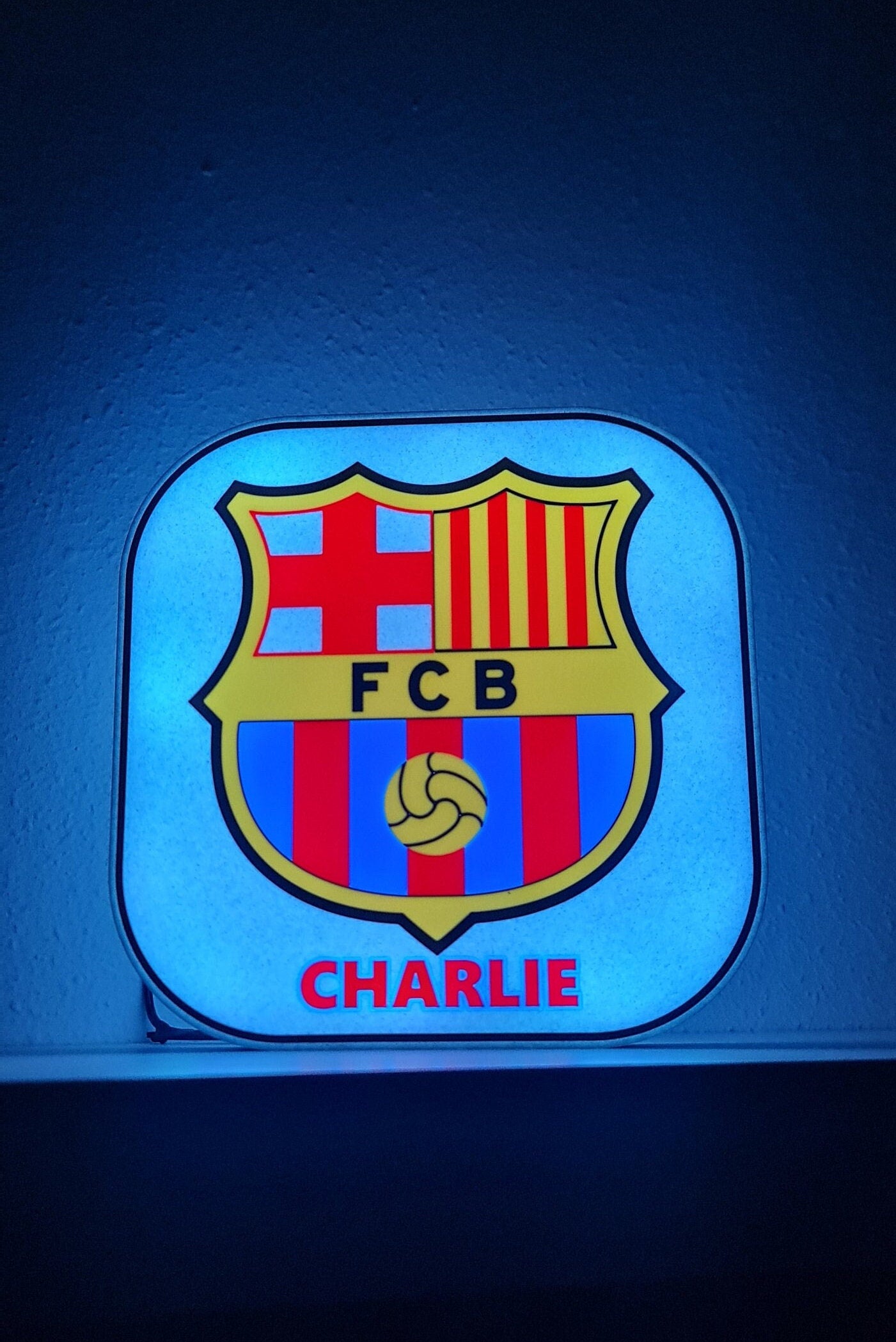 lampara de LED del Barcelona FC Con Nombre Personalizado