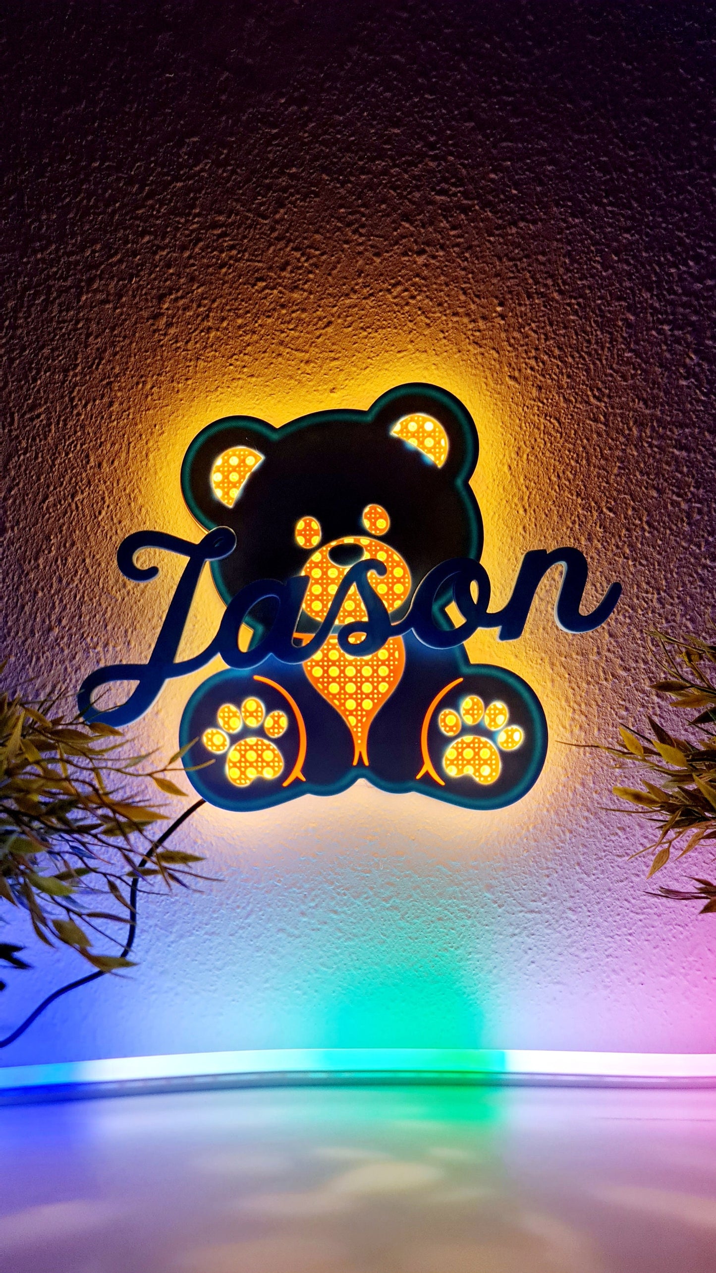 Handmade Teddy Bear Rattan-Style Wall Light