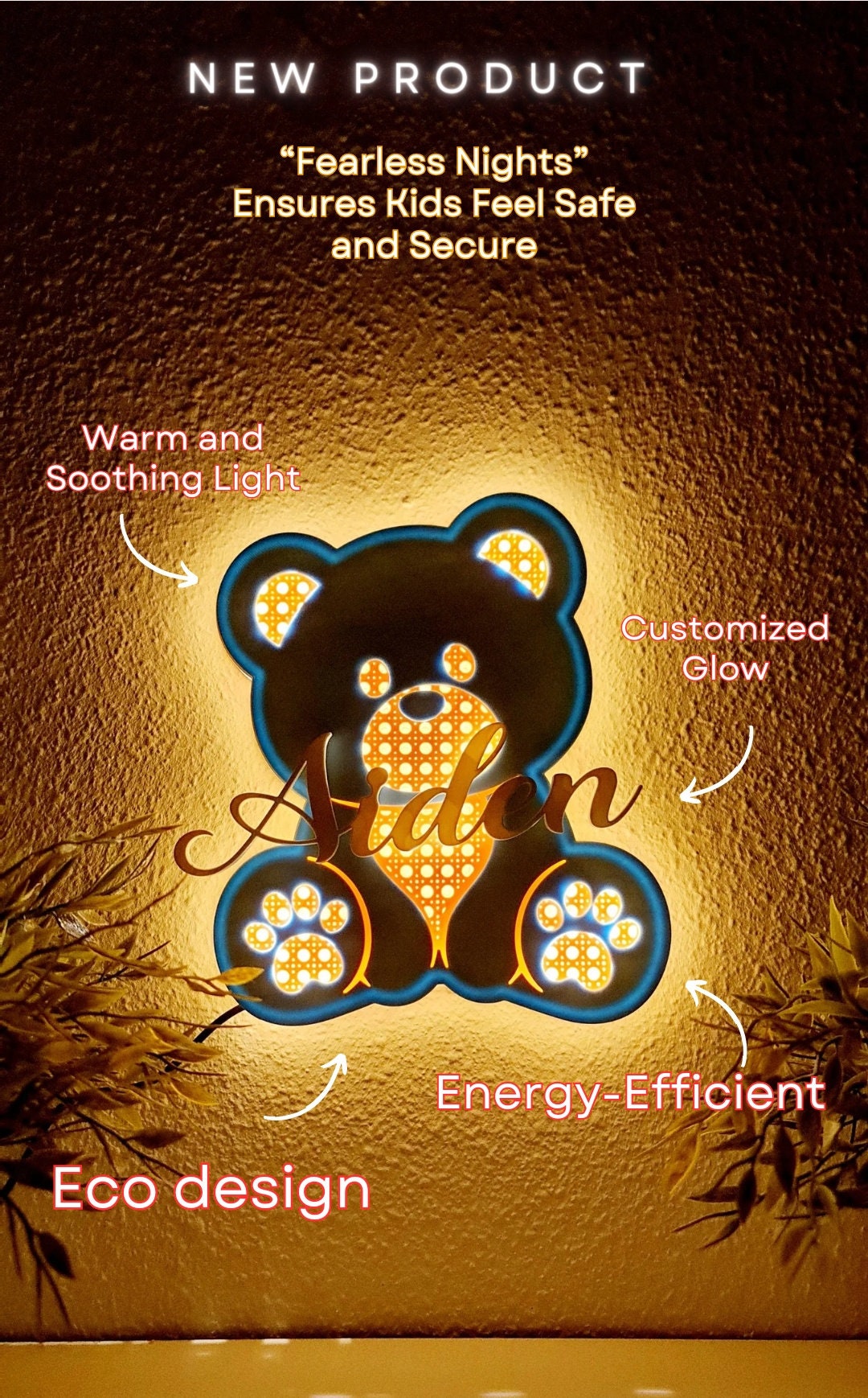 Handmade Teddy Bear Rattan-Style Wall Light