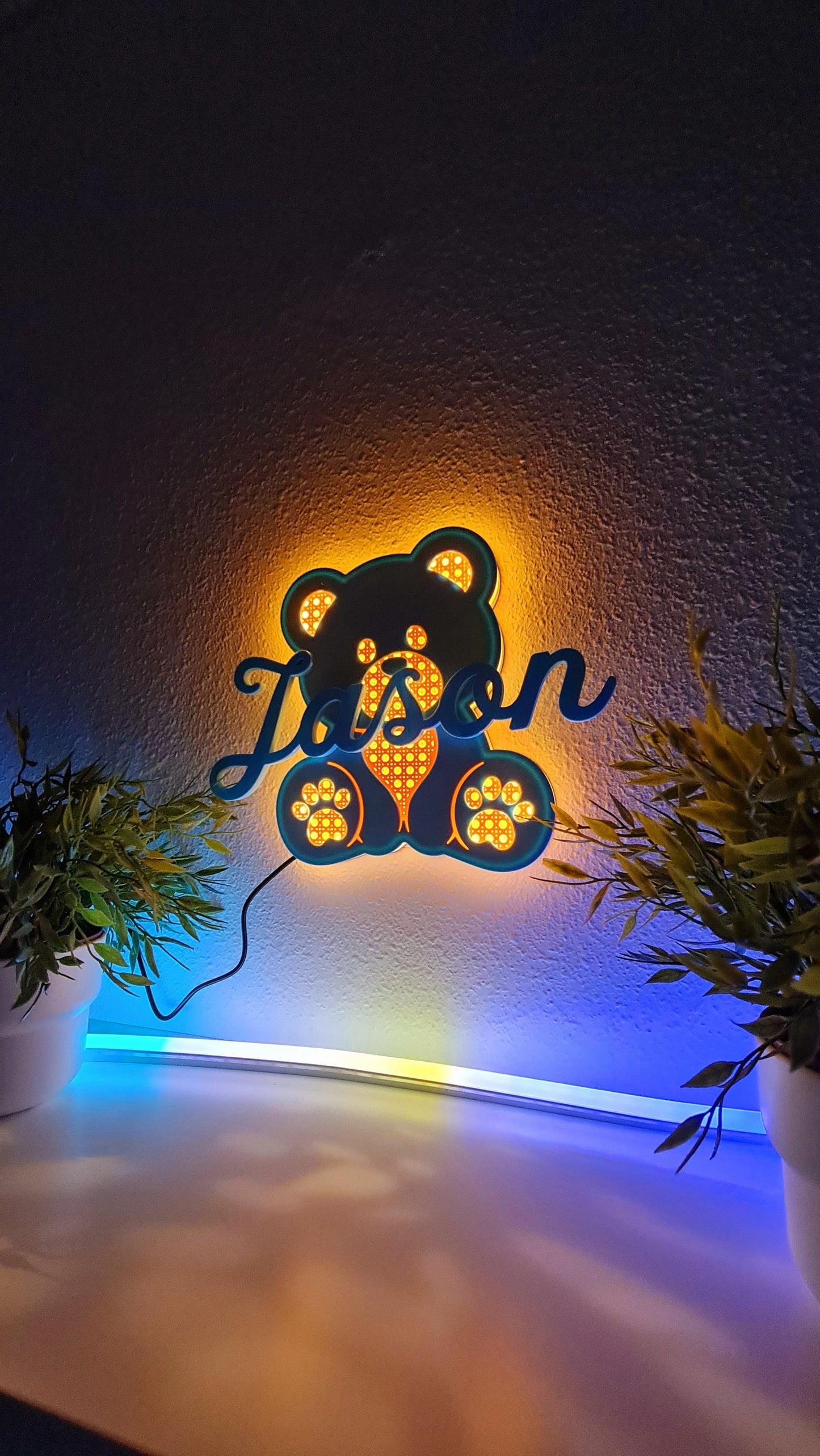 Handmade Teddy Bear Rattan-Style Wall Light