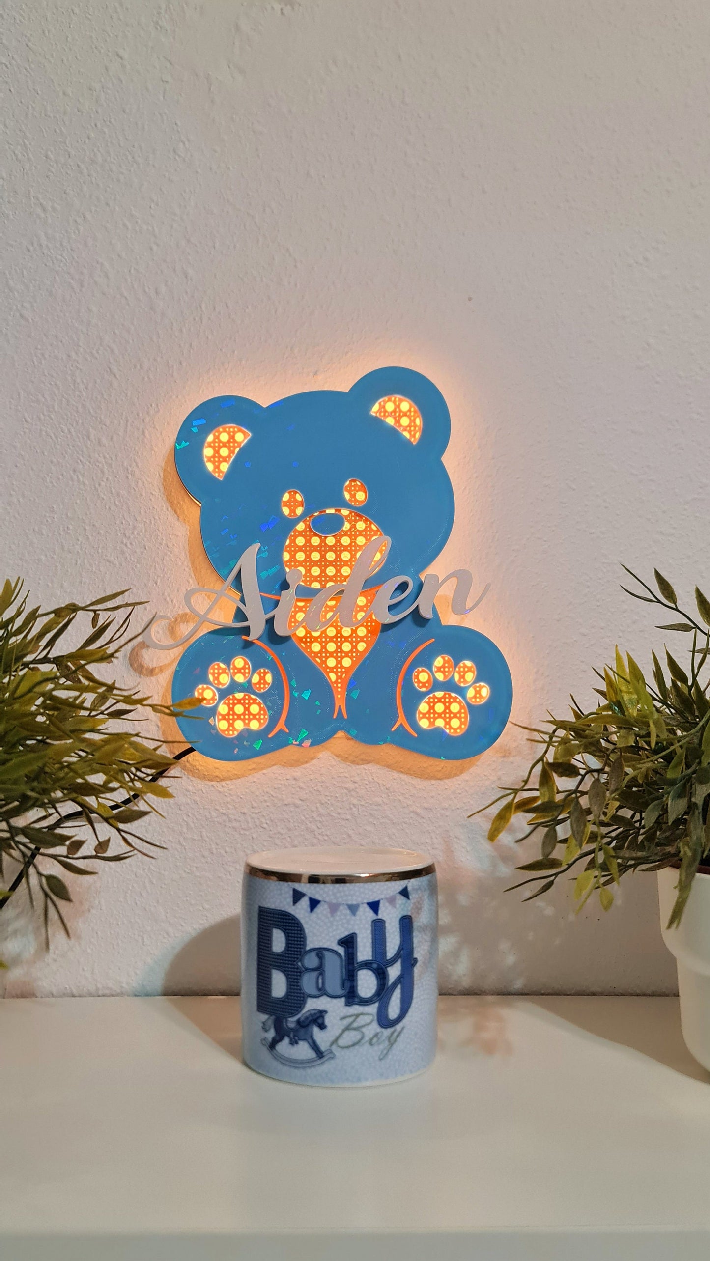 Handmade Teddy Bear Rattan-Style Wall Light