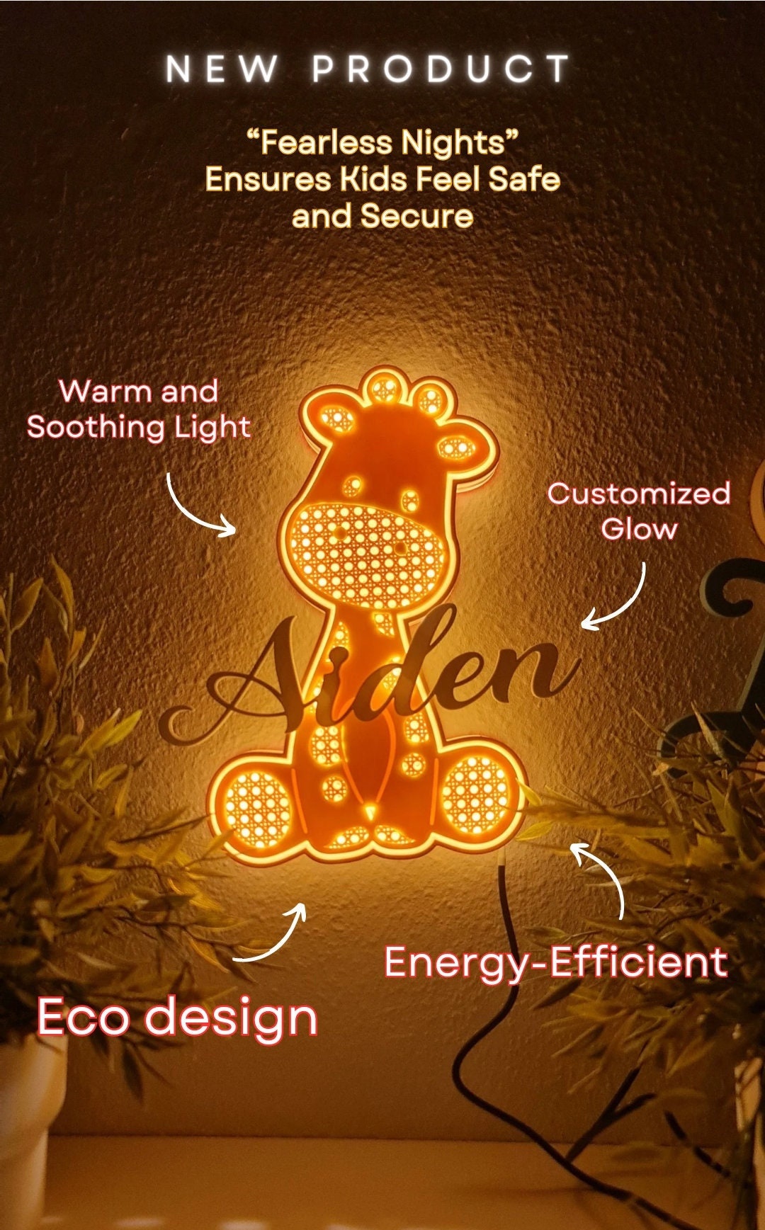 Handmade Rattan-Style Giraffe Wall Light