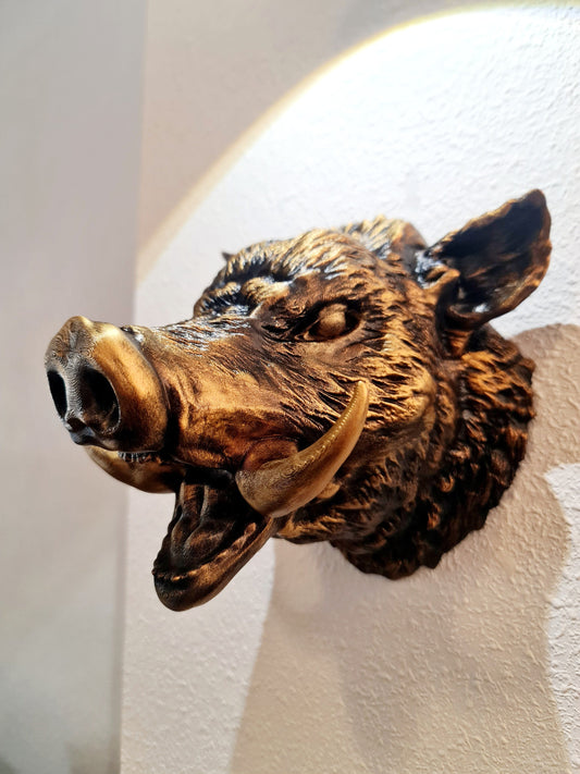 Hand-Painted Decorative Boar Head Wall Mount