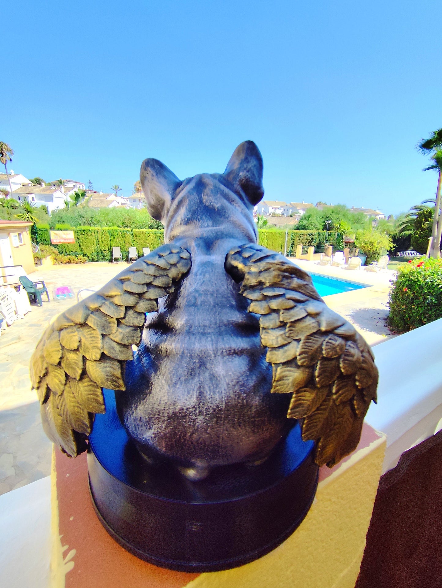 Custom Pet Memorial Statue with Angel Wings – Personalized French Bulldog Tribute