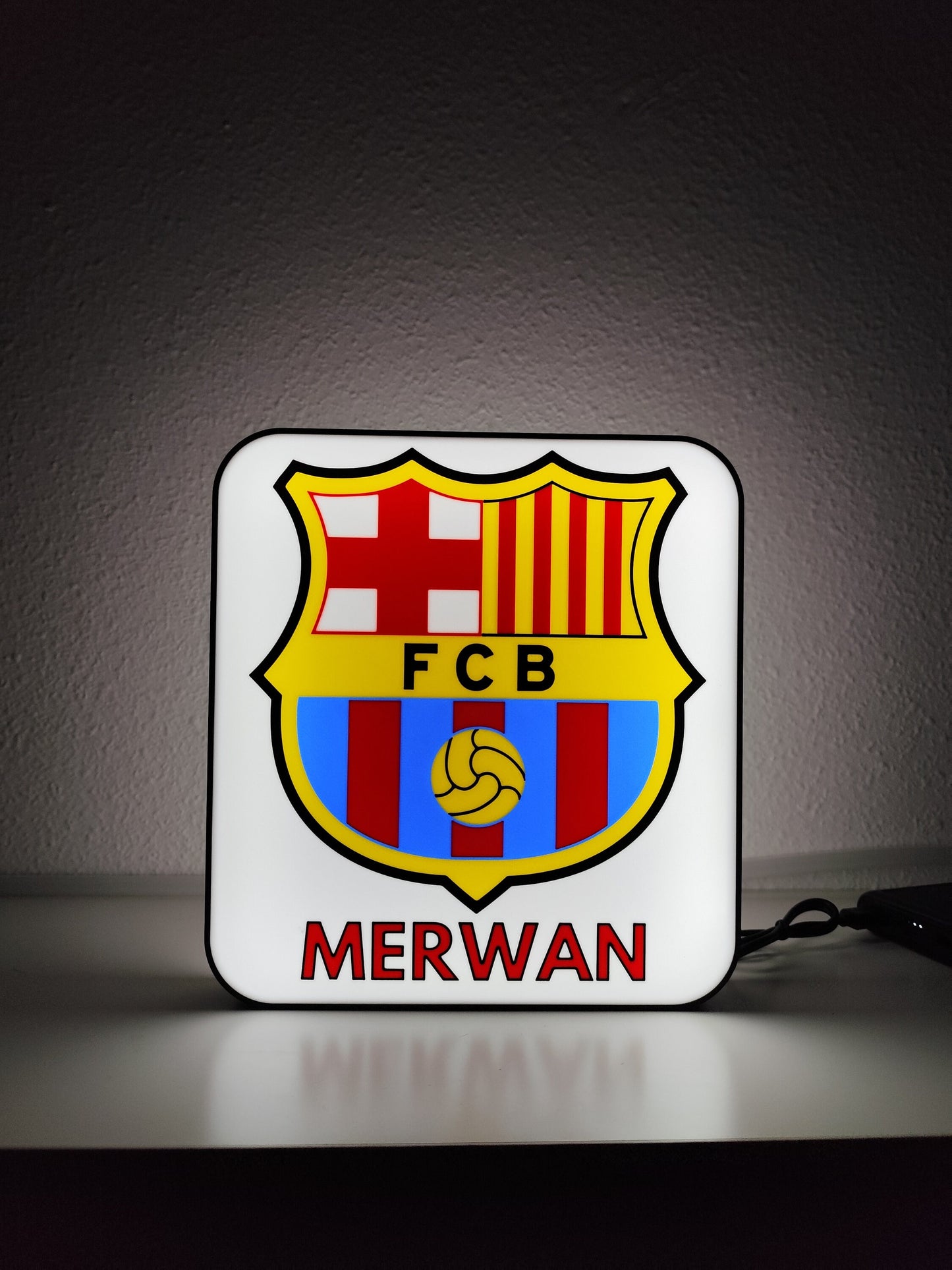 lampara de LED del Barcelona FC Con Nombre Personalizado