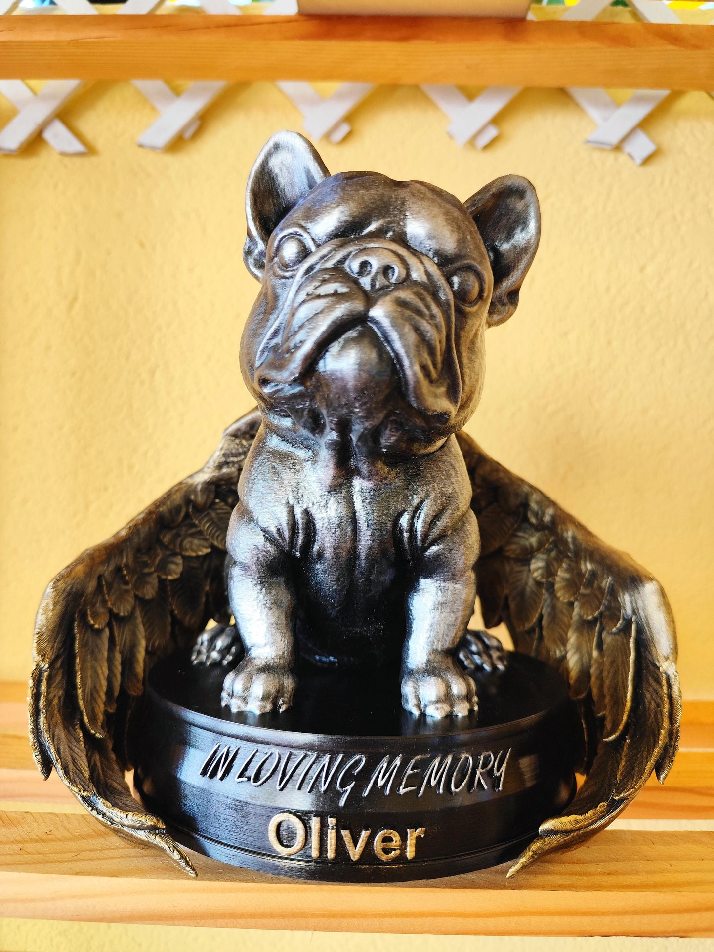 Custom Pet Memorial Statue with Angel Wings – Personalized French Bulldog Tribute