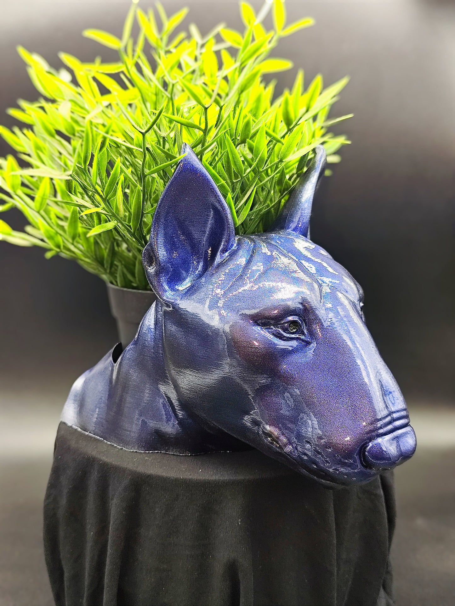 Handmade Bull Terrier Bust Planter|Flower Pot with Metallic Finish