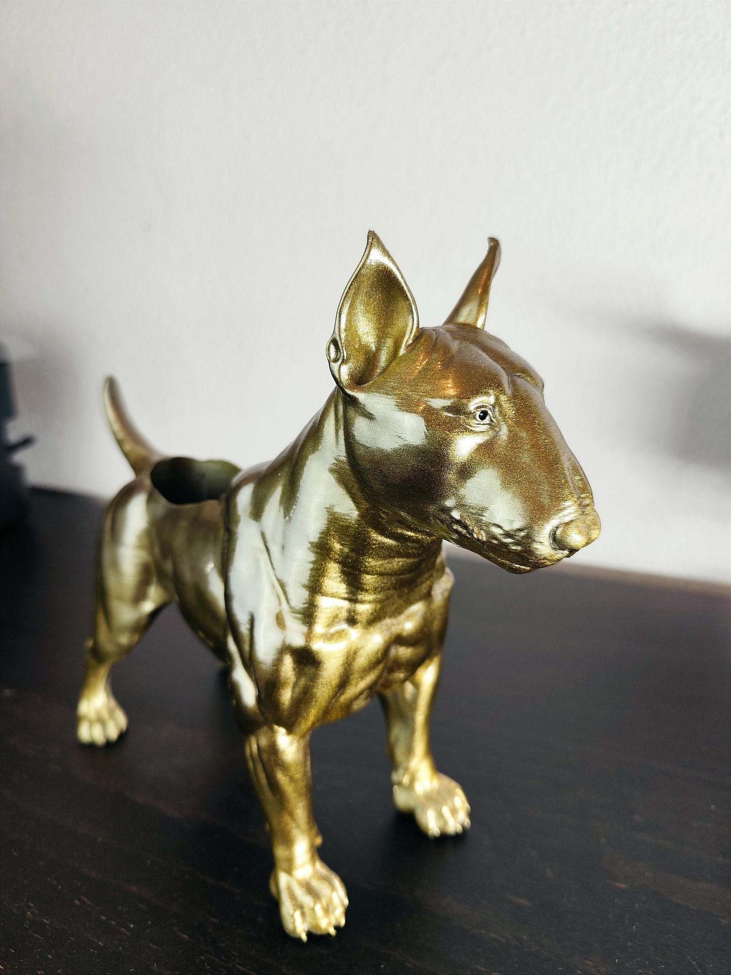 Handmade Bull Terrier Planter/Flower Pot with "Metal" Effect