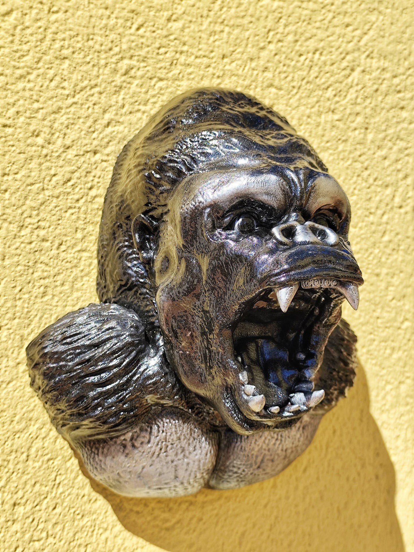 Silverback gorilla wall hanging, detailed craftsmanship