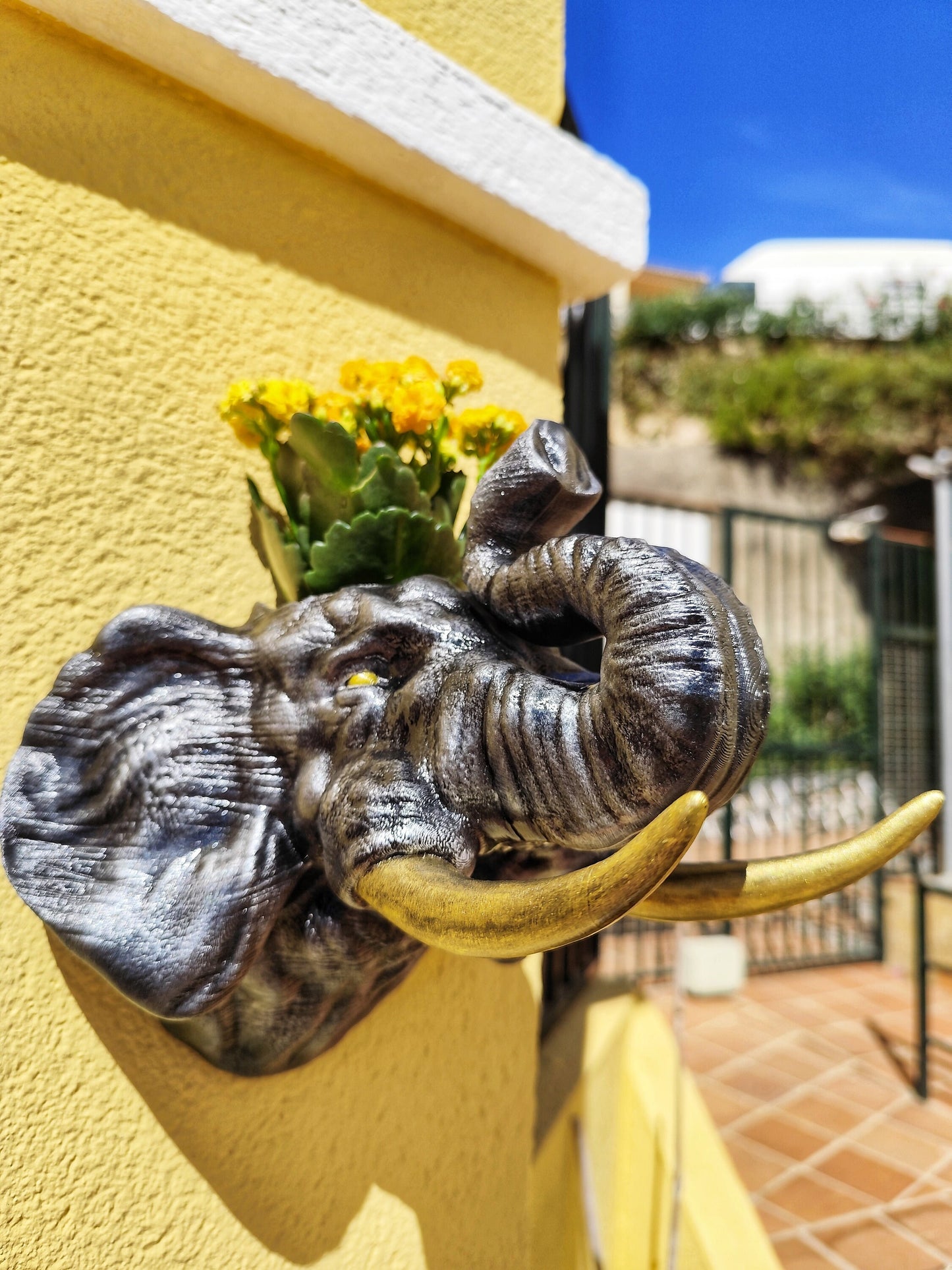 Hand-Painted Elephant Wall Planter