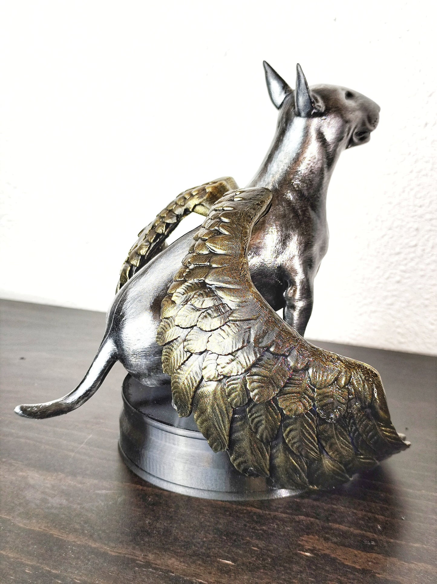 Custom Pet Memorial Statue with Angel Wings – Personalized Bull Terrier Tribute