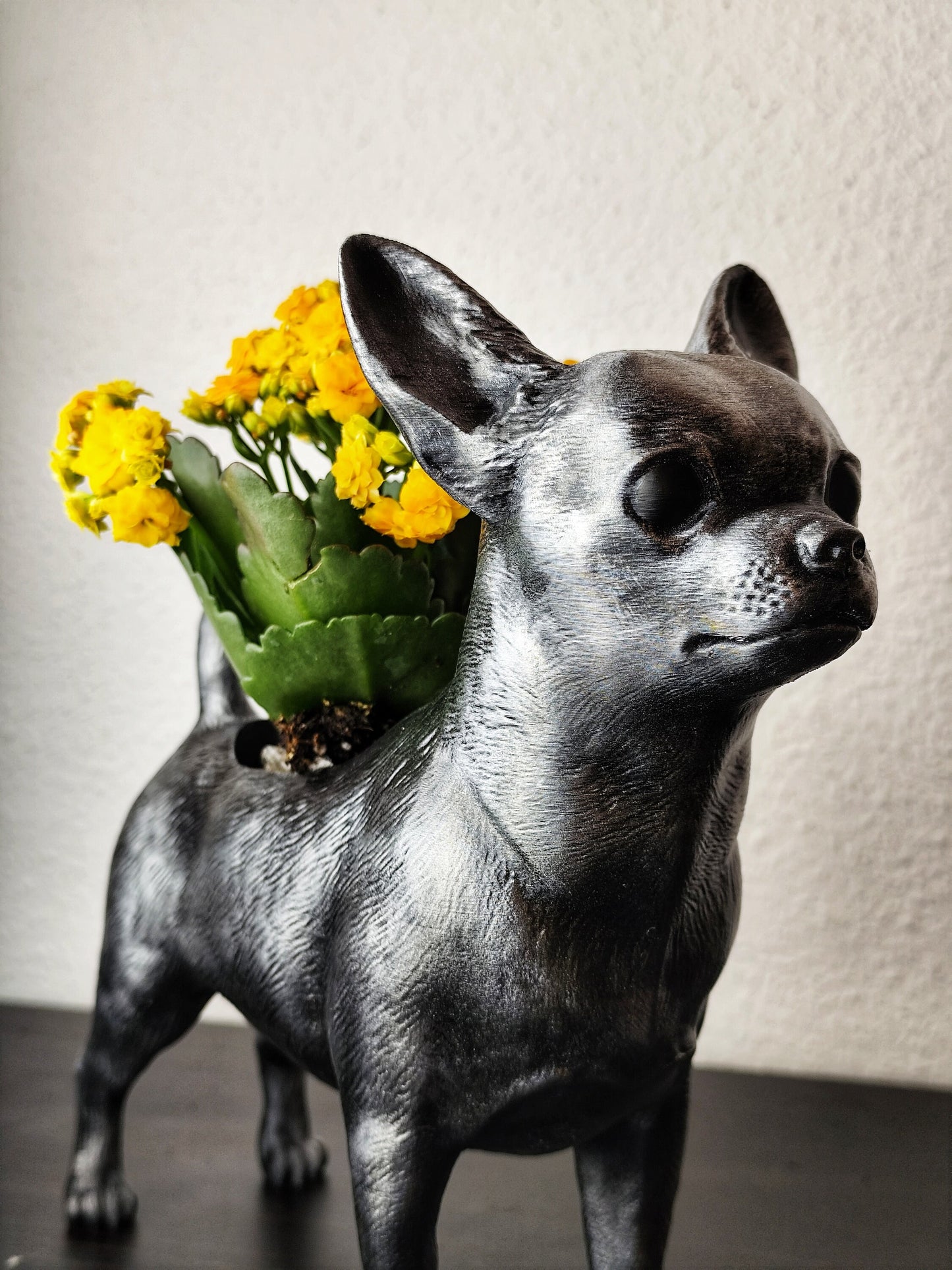 Hand-Painted Chihuahua Planter – Silver Patina, Gold, or Bronze Finish Dog Lover's Succulent Pot