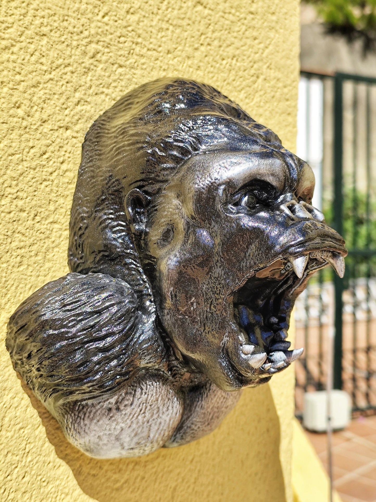 Animal wall sculpture, silverback gorilla design