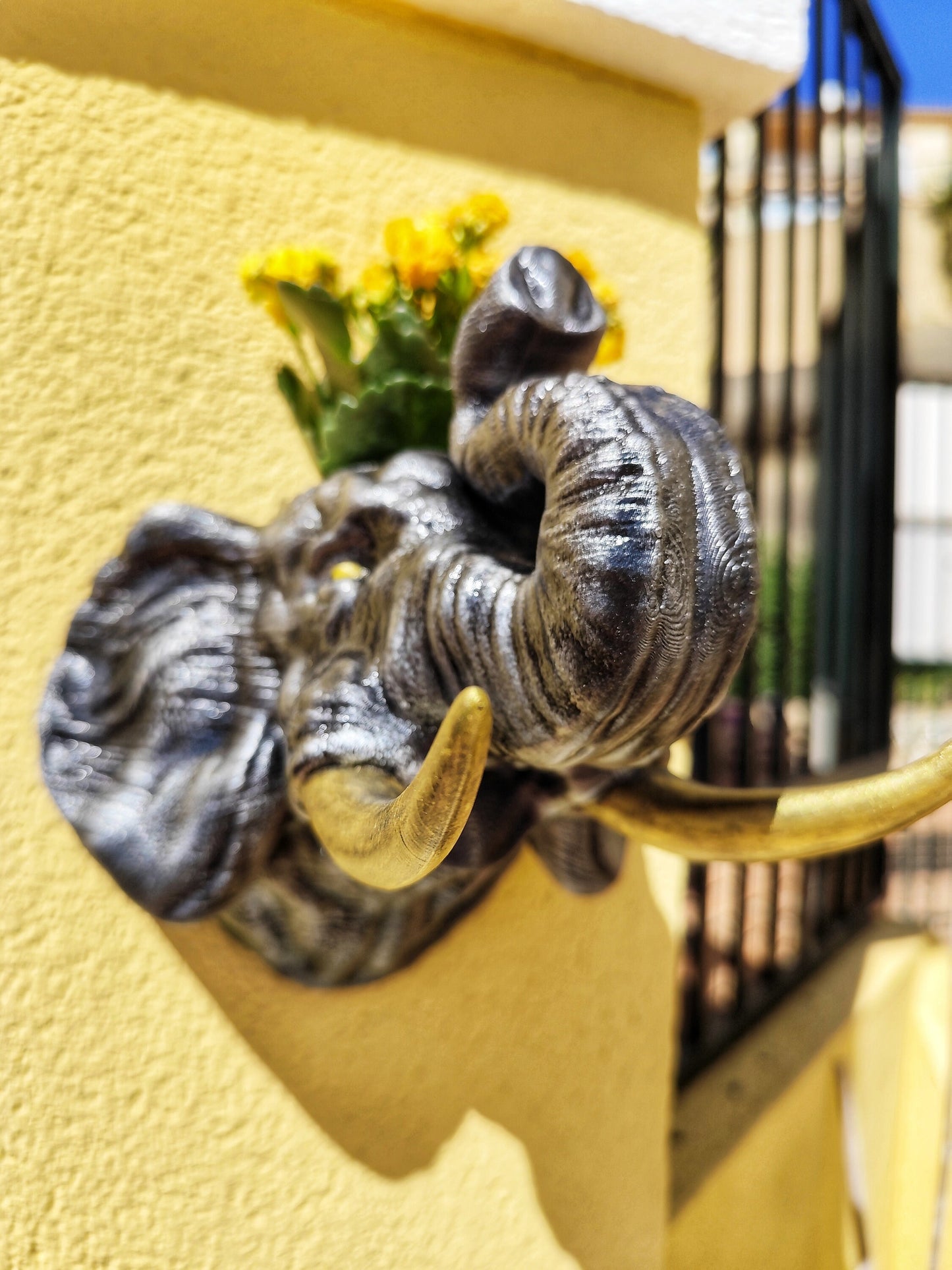 Hand-Painted Elephant Wall Planter