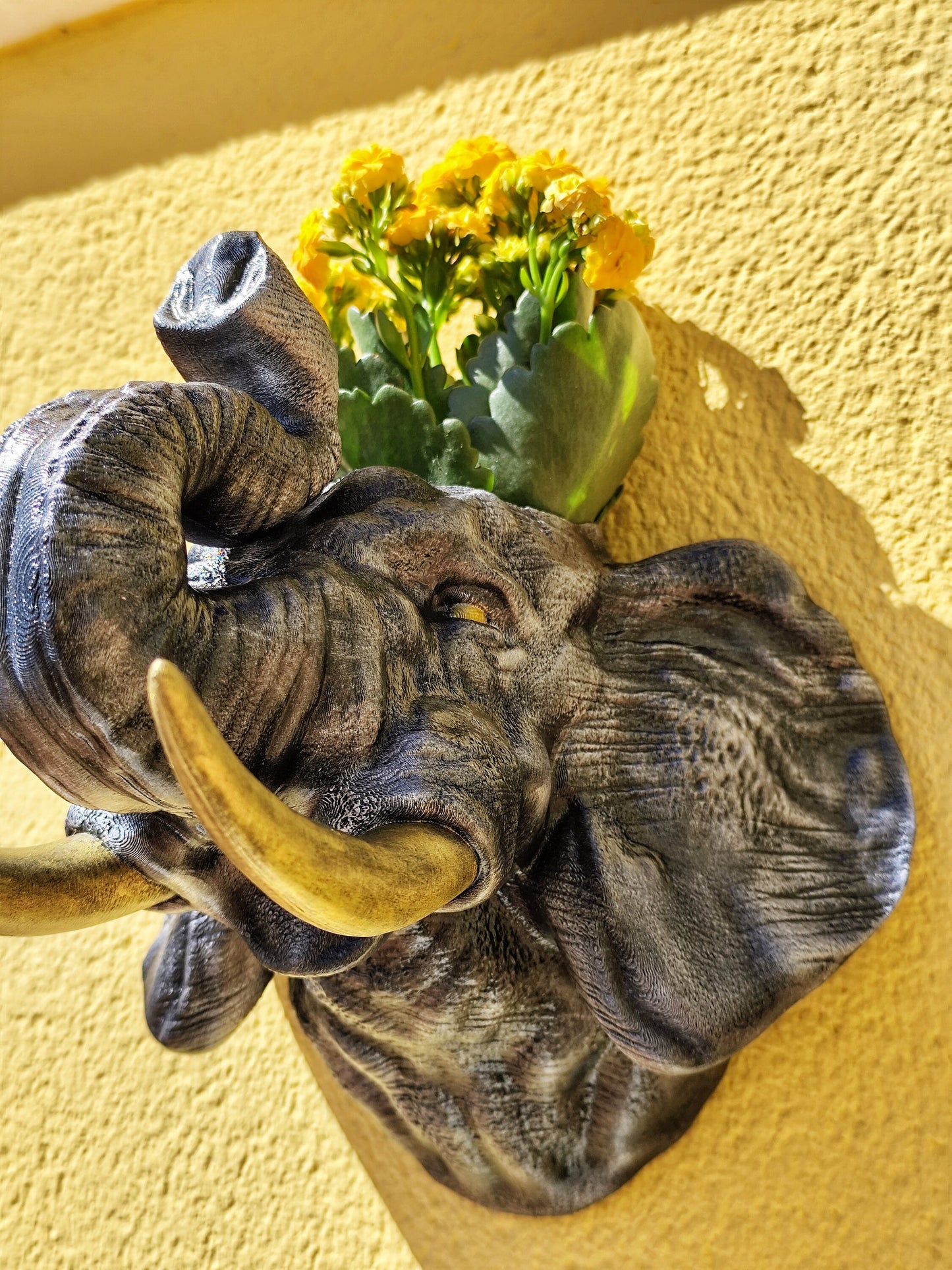 Hand-Painted Elephant Wall Planter