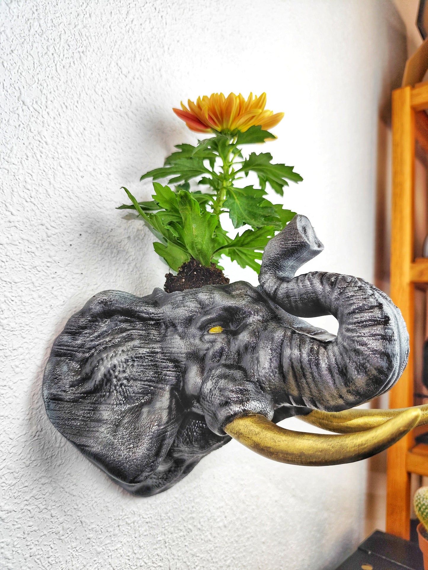 Hand-Painted Elephant Wall Planter